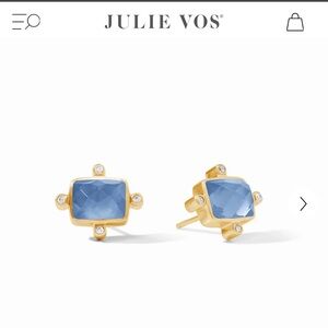 Julie Vos Clara Stud Iridescent Chalcedony Blue